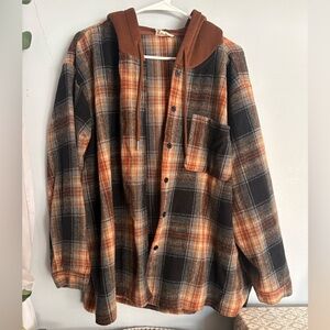 Oversized Plaid Flannel With Hood